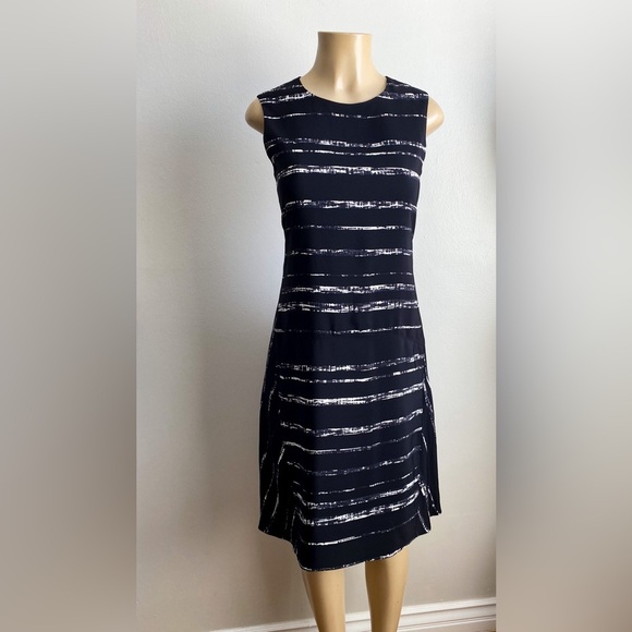 Vince Silk Drop Waist Black Dress Minimalist Artisan Modern Abstract Art Paint 2 - Picture 8 of 14